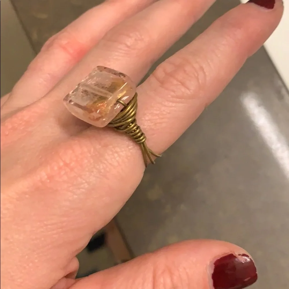 Wire Ring with Pink Stone